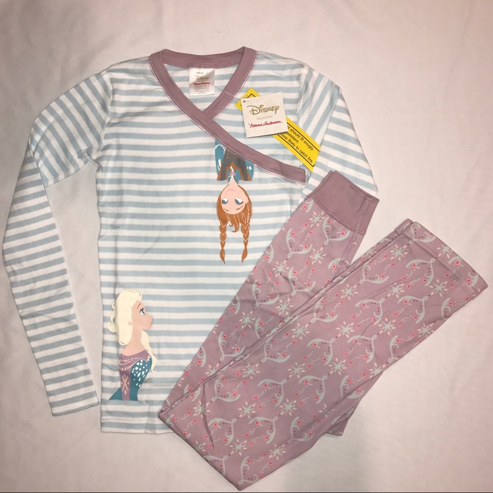Hanna Andersson FROZEN PAJAMAS 12 150 Anna Elsa long johns organic cotton girls